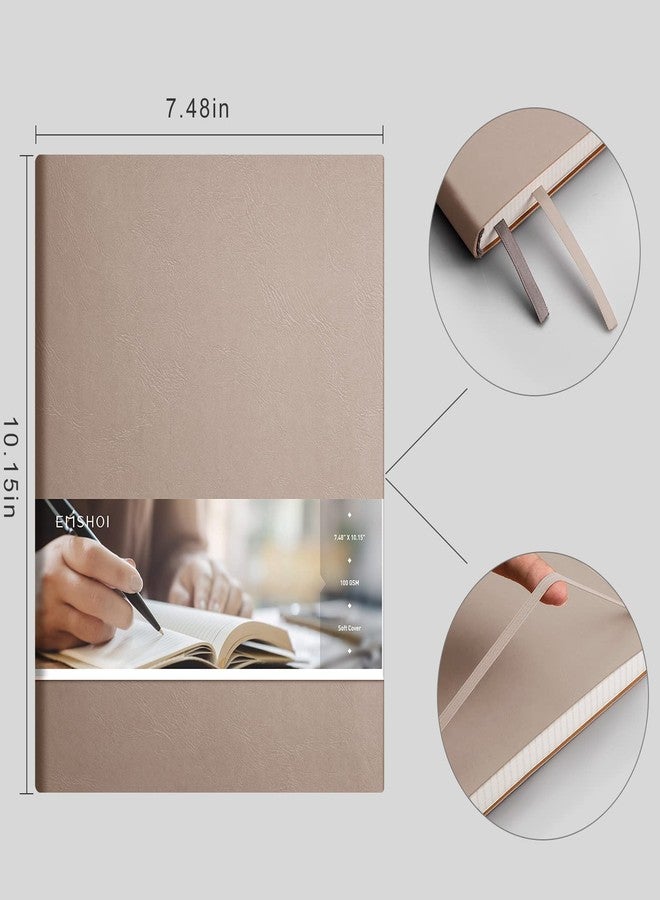 EMSHOI College Ruled Composition Notebook - Large B5 Notebook Lined Journal Leather with Free Sticky Notes, 204 Numbered Pages,100gsm Thick Lined Paper, Softcover, 7.5"x10"-Khaki - Image 4